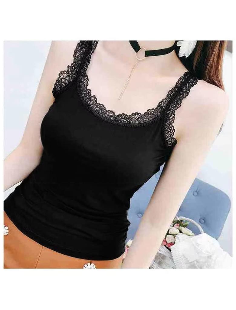 Uroi Lace Camisole Sleeveless Tank Plus Sizes Women's 3-Piece Set, Top, U-Neck,
