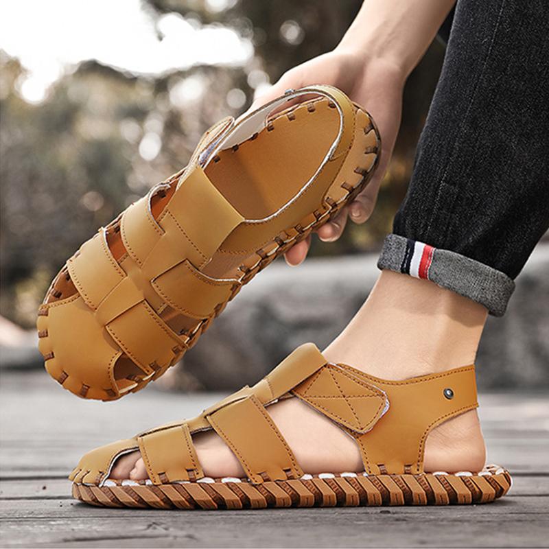 Baotou Sandals, Summer Handmade Flat Bottomed Sandals, Men's Casual Breathable Beach Shoes
