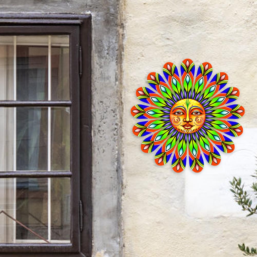 Metal Sun Flower Wall Art Decoration Sun Face Flower Metal Wall Sculpture Sun Face Flower Wall Decor Outdoor Decoration