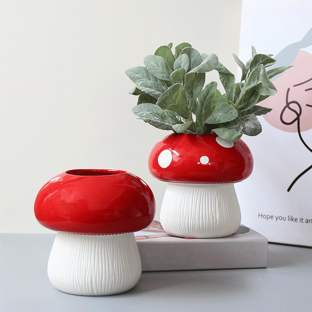 Kreative Pilz Vase Keramik Hydrokultur Vase Blume Anordnung Wohnkultur Desktop Ornamente Blumentopf