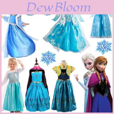 Girls Elsa Kids Fancy Dress Costume Princess Anna Party Dresses Cosplay Outfits