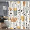 1 Stück Bohème Abstrakt Grüne Pflanze Floral Duschvorhang, Bedruckter Duschvorhang, Enthält 12 Kunststoffhaken, Badezimmerzubehör