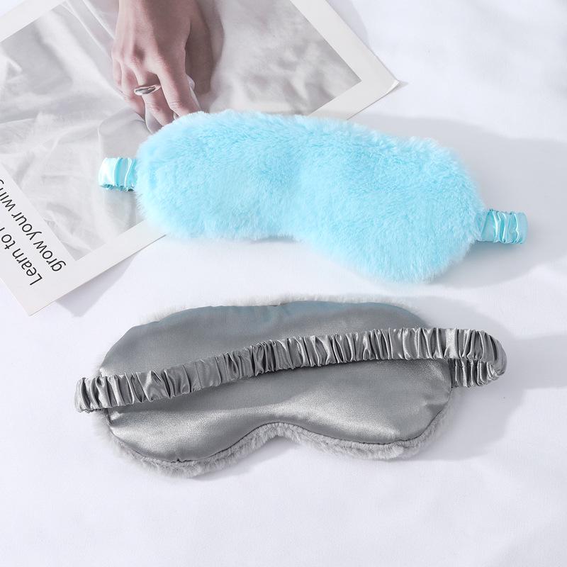 Blackout Rabbit Fur Sleep Mask - Soft, Breathable, Skin-Friendly, Plush Imitation Silk for Autumn/Winter Eye Protection.