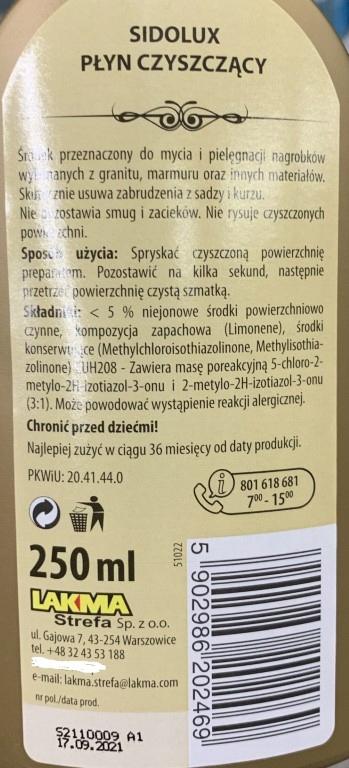 Sidolux płyn do czyszczenia nagrobków i kamienia 250ml