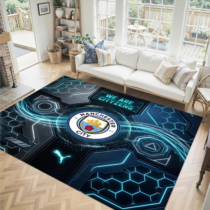 Manchester City Design Crystal Velvet Carpet Cozy Non?Slip Printed Rug For Bedroom Living Room Entrance