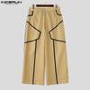 INCERUN Men Zip-up Waist Trousers Casual Line Stitching Thin Long Pants