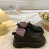 Sponge cake thick soled leather shoes for women 2025 Spring and Autumn British style round toe lace up Japanese single shoes