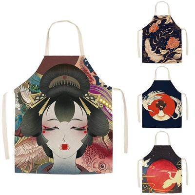 Tablier japonais en lin, cuisine, cuisson, barbecue, accessoires de nettoyage ménager