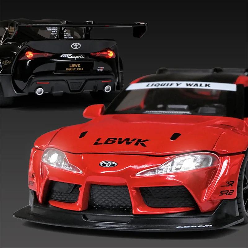 1:22 Toyota SUPRA Racing Car Model Alloy Diecasts & Toy Metal Vehicles Toy Car Model High Simulation Sound Light Kids Toys A413