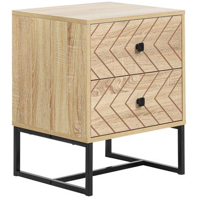 Wooden Nightstand with 2 Drawers, 48x39.5x60 Cm