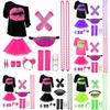 80s Outfit Women's Set, T-shirt, Belt Bag, Headband, Earring, Necklace, Fishnet Gloves, 80s Clothing Costume Neon Accessories Theme Party Clothes