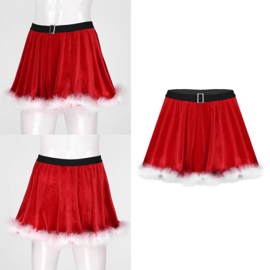 

Мужская бархатная юбка с отделкой перьями, Рождественский костюм, мини-юбка с эластичным поясом, ночная рубашка