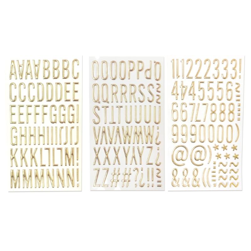 3D Metallic Color Letter Number Sticker PVC Letter Sticker Scrapbooking Sticker for Card Making Photo Album Wrapping