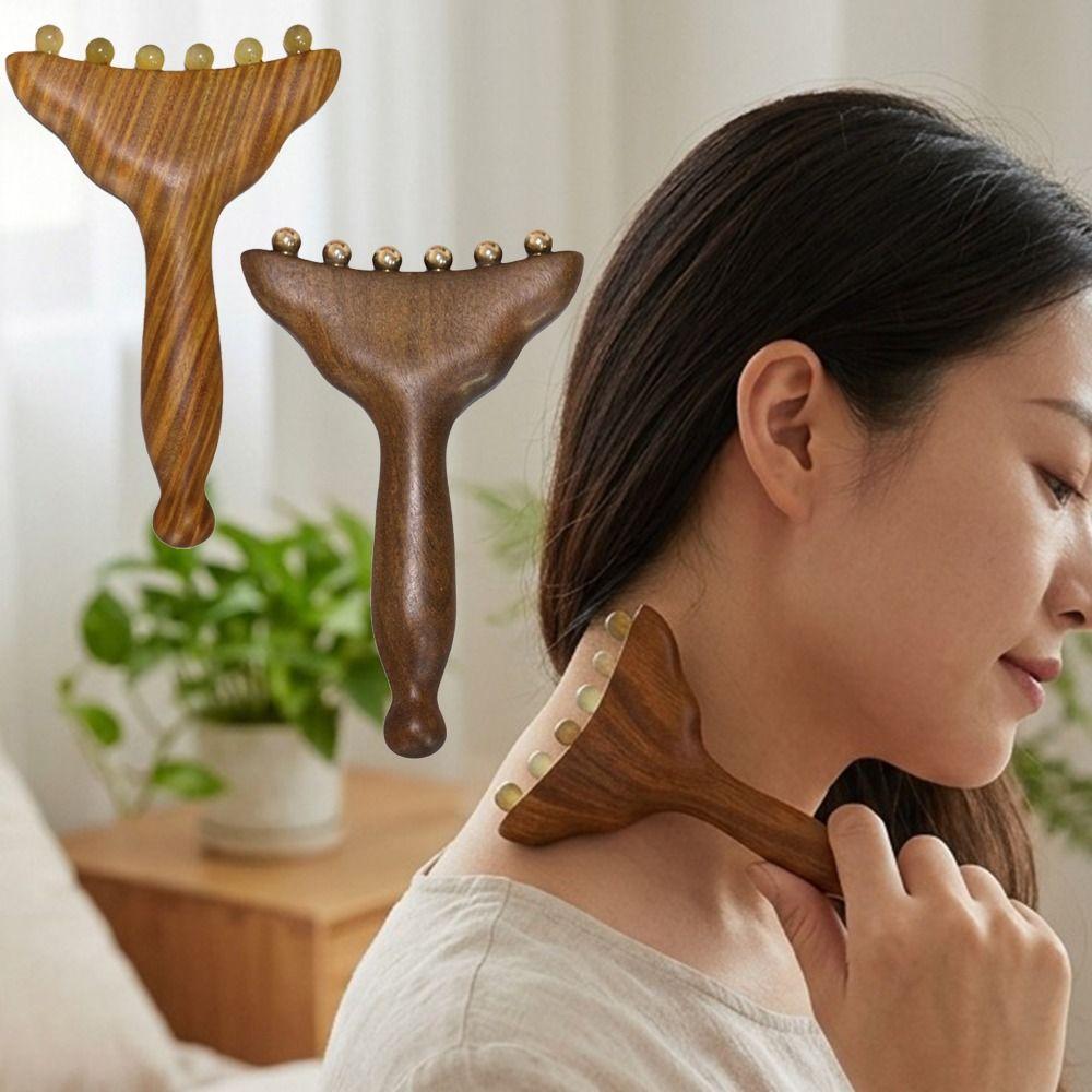 Sandalwood Meridians Massage Comb Copper/Horn Balls Lymphatic Drainage Massager Breast Massage