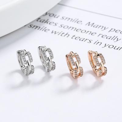 Geometric Chain Ear Buckle Women's Summer Earrings with Diamonds Are Trendy, Simple and Versatile Earrings, Sleep Free, Exquisite and Cold Wind