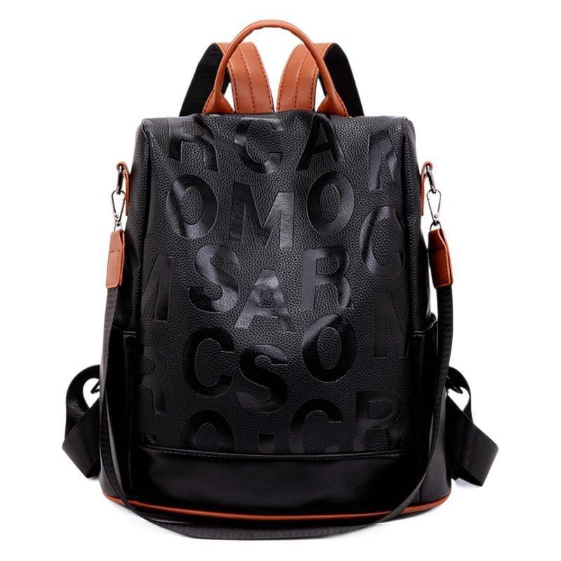 New simple letter messenger bag casual anti-theft pu soft leather travel bag fashionable large-capacity student schoolbag