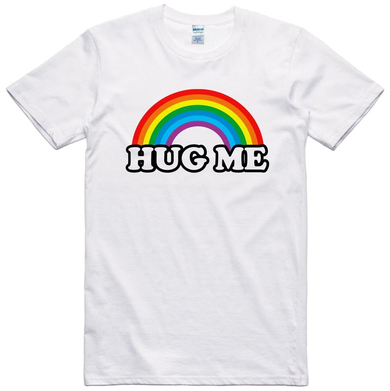 Hug Me Rainbow T Shirt Design Regular Fit Pre Shrunk Unisex T-Shirt S