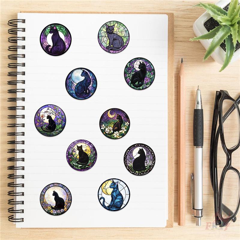 500Pcs/Roll Black Cats Under The Moonlight Kids Rewards Stickers - DIY Scrapbooks Album Decor Sealing Label Decals