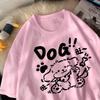 Dog Cartoon Printed Round Neck Sports T-shirt Short Sleeve Casual Tops Women's Activewear Aesthetic Tshirt Clothing