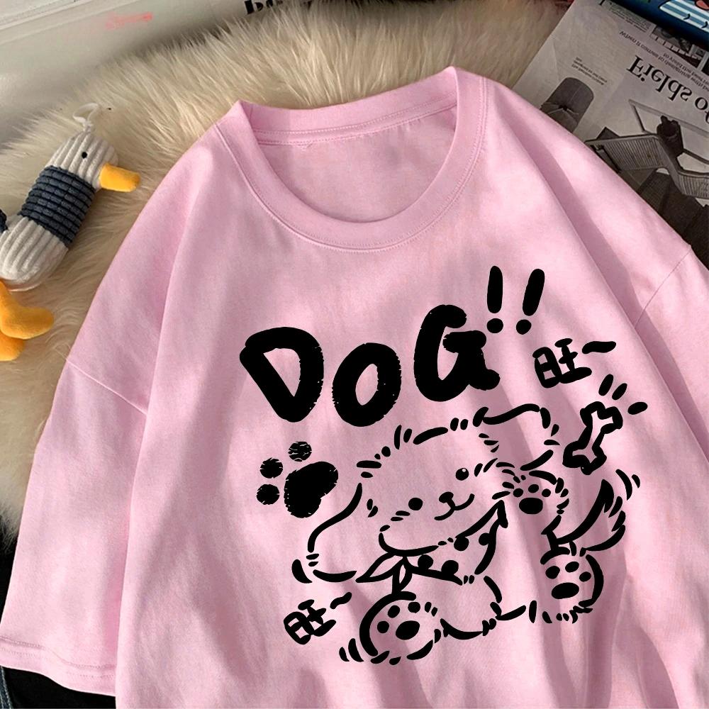 Dog Cartoon Printed Round Neck Sports T-shirt Short Sleeve Casual Tops Women's Activewear Aesthetic Tshirt Clothing