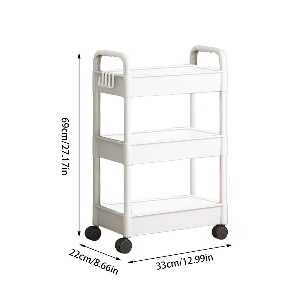 

Household 3-layers Small Cart Storage Rack Floor To Floor Kitchen Bedroom Bathroom Storage Rack Storage Rack With Wheels белый