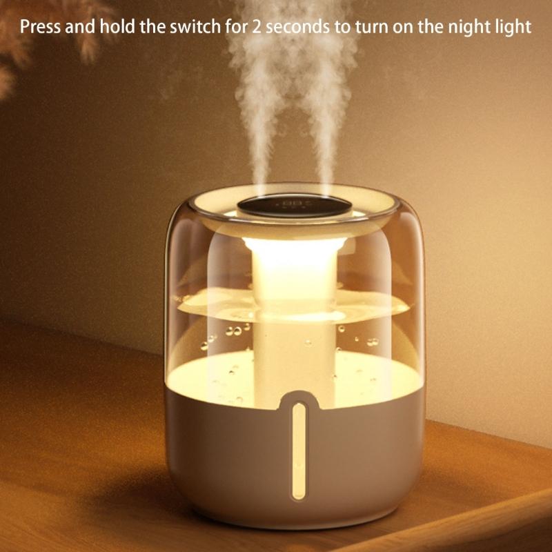 USB Doppel-Sprüh 6,8L Luftbefeuchter mit Nachtlicht Schlafzimmer ätherisches Öl Diffusor Hochkapazitäts Kaltnebelgenerator
