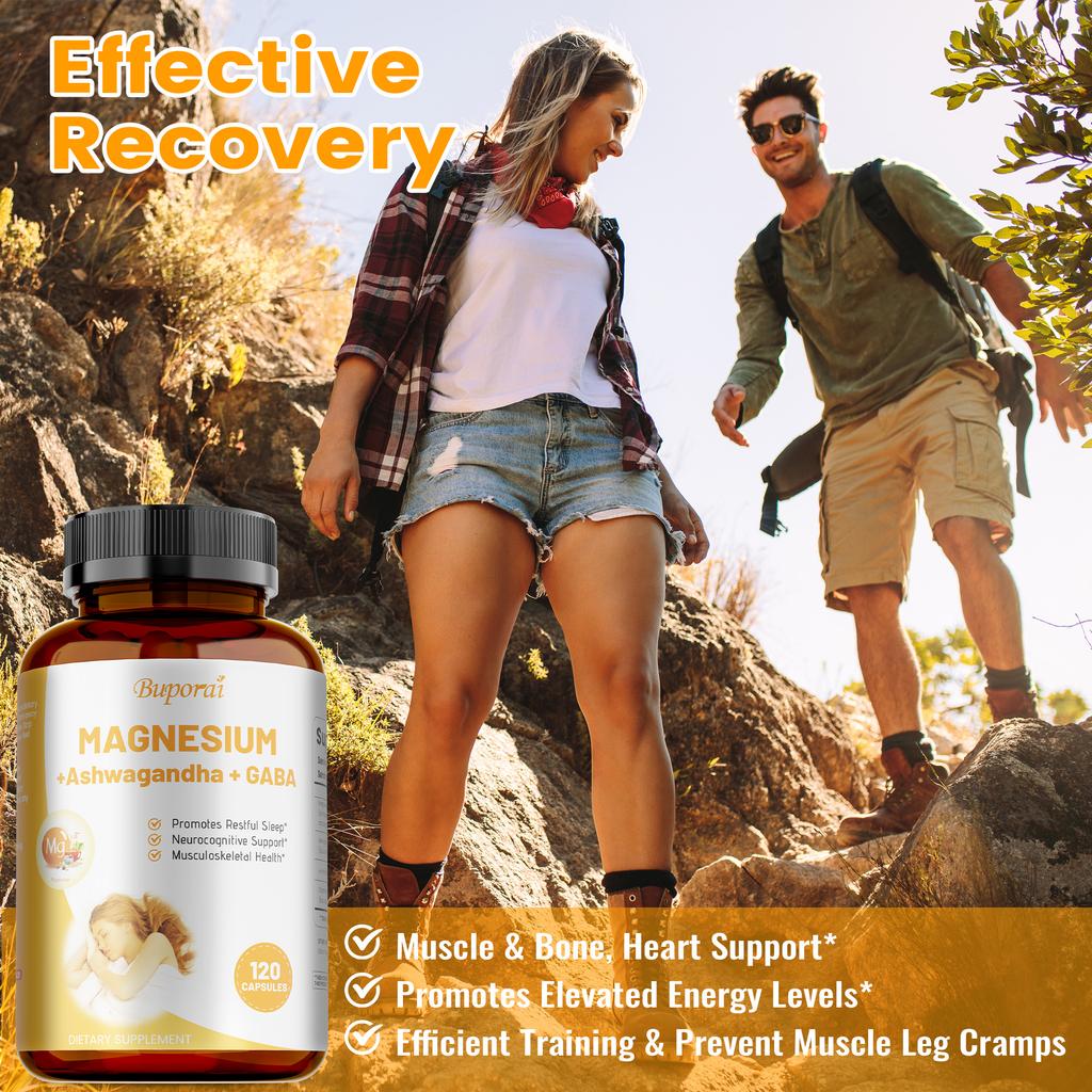Ashwagandha Complex, Highly Absorbable Magnesium Complex, Relieves Stress, Strengthens Muscles and Heart, Gluten-free.