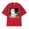 Fun Persian Cat Retro TShirt Smoking and Drinking Unisex Short Sleeve Casual Cool and Stylish Unisexs and Womens TShirt