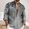 Men Shirt Thin Stand Collar Printed Single-breasted Solid Color Long Sleeves Soft Mid Length