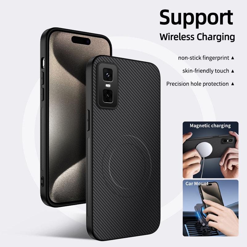 Shockproof Carbon Fiber Pattern Soft Phone Case For Infinix GT 30 20 Pro Magnetic Wireless Charging Protection Back Cover Cases