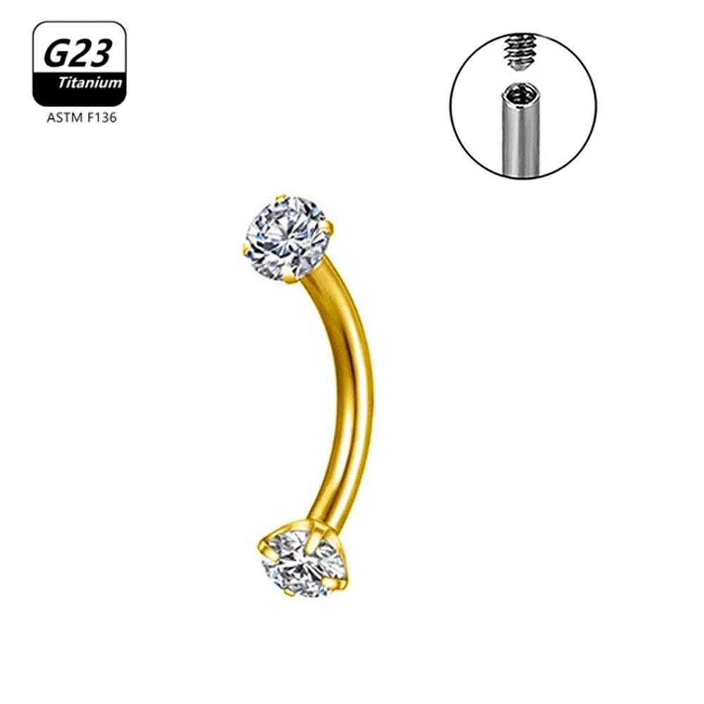 1/5/50 szt. Tytan G23 ASTM-F136 Piercingi Brwi kolczyk cyrkonia Gwint wewnętrzny Brwi Ciało Cyrkonia Hurt