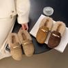 Korean version of retro metal fluffy slippers women's outer wear 2025 autumn and winter new lazy Muller shoes bag head loafers