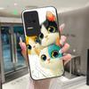 Beautiful Flower Cute Cats Case For Xiaomi Poco F4 5G / Redmi K40S Tempered Glass Phone Case Protective Back Cover Hard Shell