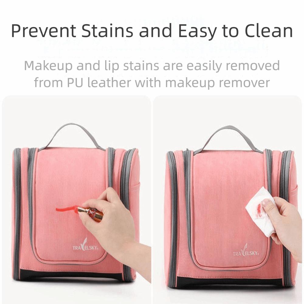 Waterproof Women's Makeup Bag with Hook Foldable Hanging Travel Toiletry Bag Dustproof Portable Cosmetics Storage Pouch