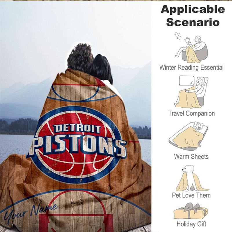 Custom Name Blanket Detroit-Pistons Logo Blanket Bedding Blanket for Travel, Camping, Living Rooms, Offices, Sofas, Fan Christmas Gift