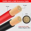 12AWG SAE Extension Cable, 10FT SAE Connector Extension Cable Quick Disconnect Wire Harness With Polarity Reverse Adapter For Solar Panel, Battery,