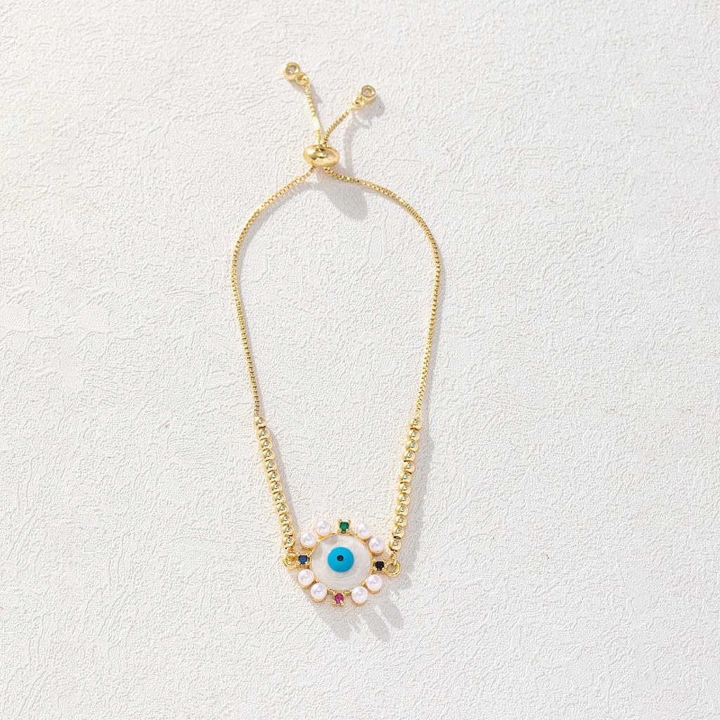 Fashion Drip Enamel Evil Eye Bracelet Versatile Zircon Blue Eye Charm Women's Popular Jewelry Accessory