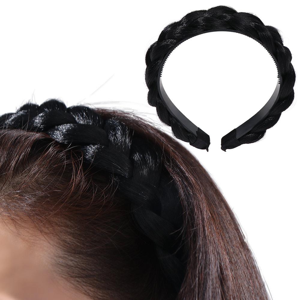 Modische Perücke Zopf Geflochtenes Stirnband Synthetisch Elastisch Rutschfest Haarbänder Damen Reifen Party