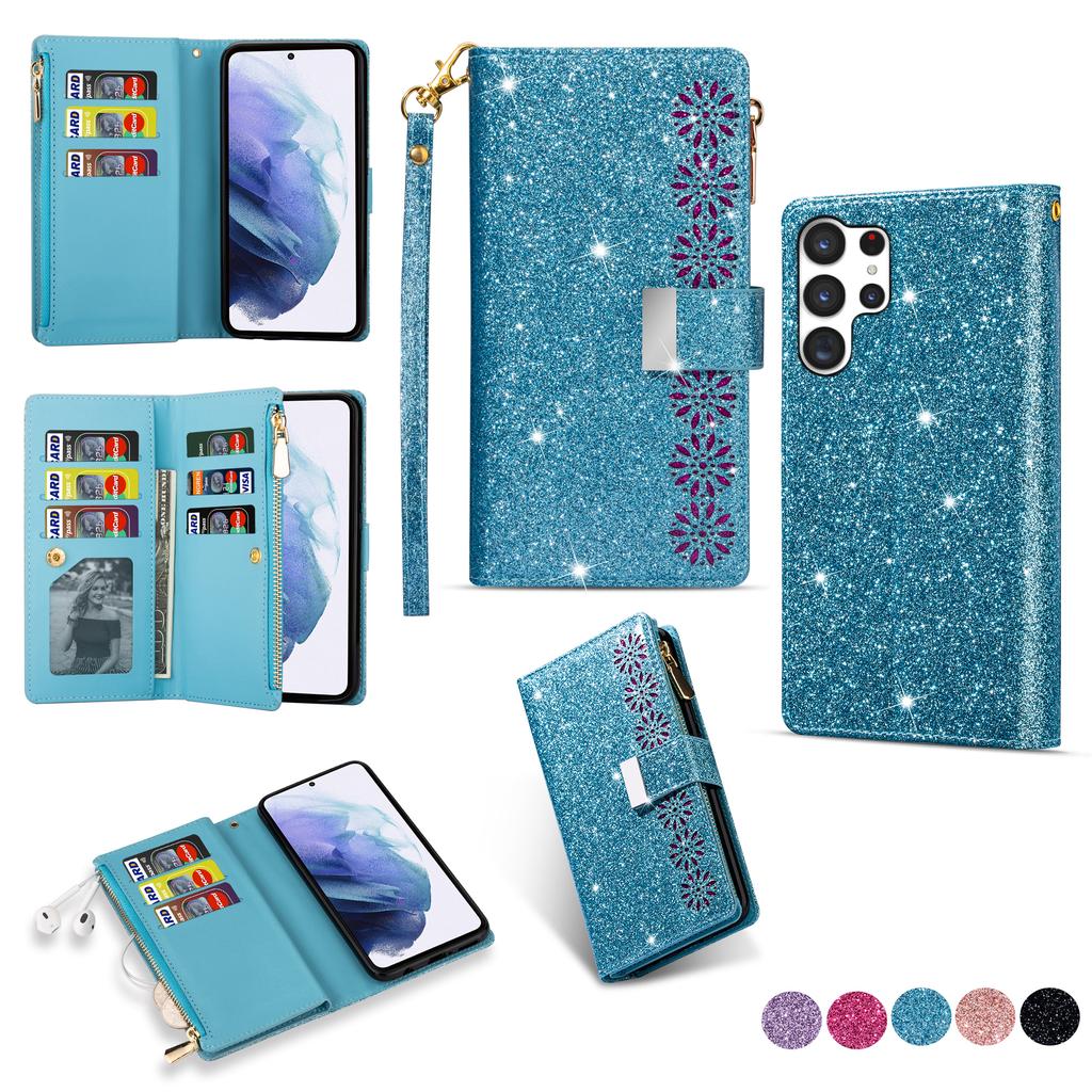 Portafoglio Lussuoso Carino Scintillante Slot Carte Custodia Telefono Per Samsung S26 Ultra S25 Plus S24 S23 A36 A56 Flip Copertura Magnetica Forte