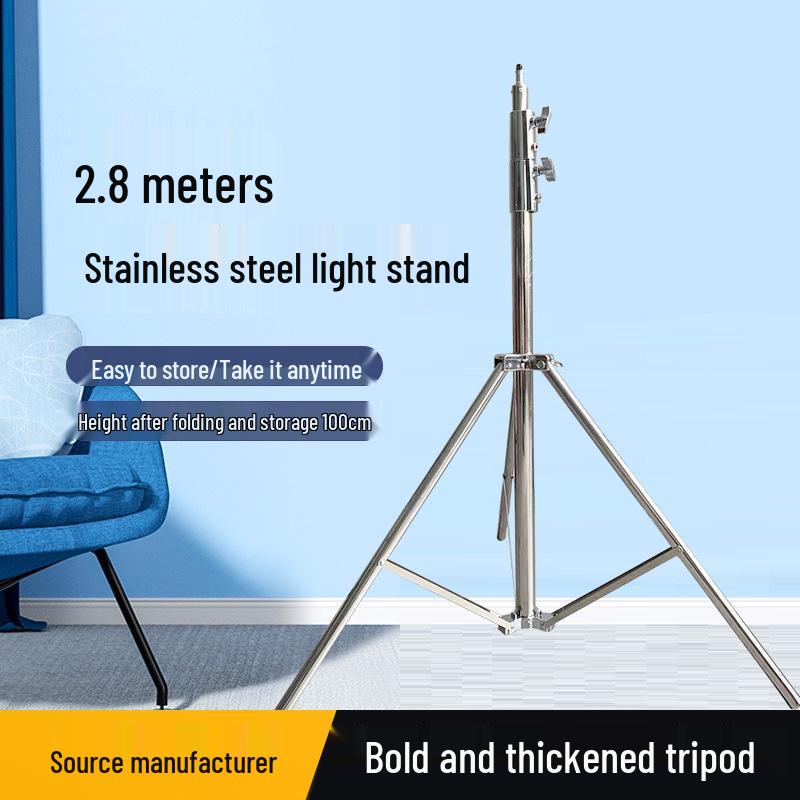2.8m Portable & Durable Stainless Steel Photography Light Stand Tripod for Outdoor Use