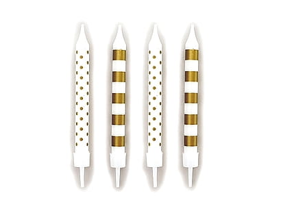 Birthday Candles Gold Stripes Dots 12 Pcs