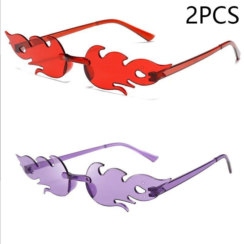 Flame Sunglasses Rimless Colorful Ball Party Candy Hip-hop Fruit One-piece Glasses Stylish Unique Fashion