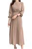 Necote Pleated Classic Long Party Solid Long For Office Size NC405BEM Women's Dress, Sleeves, Dress, Color, Length, Adults, Wear, Spring, Autumn,