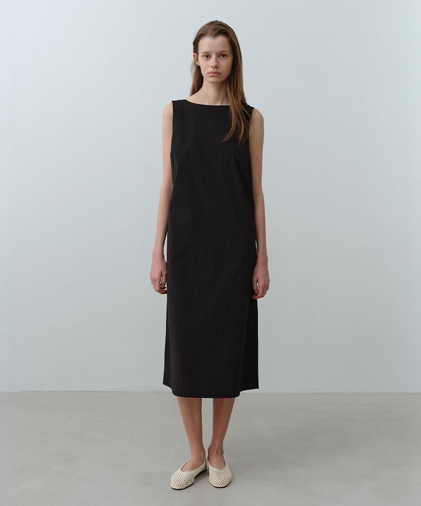 Nau W Bamboo Air Boat Neck Dress Black