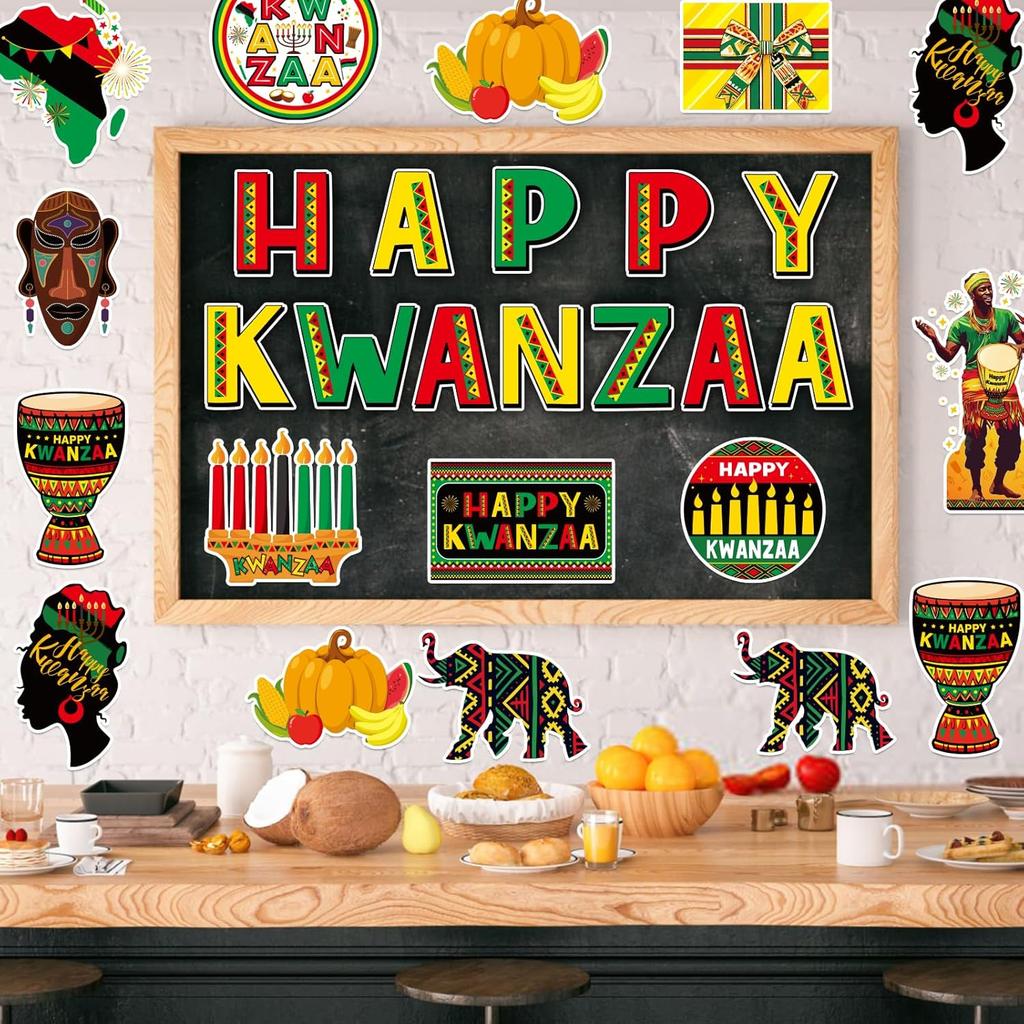 36 PSC Kwanzaa Bulletin Board Decorations Set - Kwanzaa Decorations Happy Kwanzaa's Wall Decoration Kwanzaa's Classroom Decor for Happy Kwanzaa n n