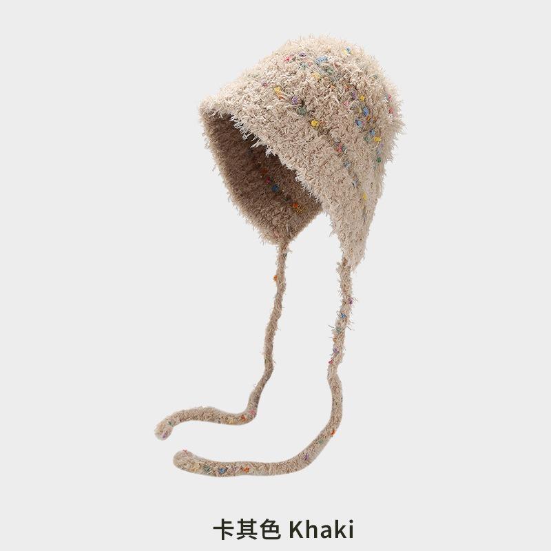 Autumn and Winter Plush Thickened Women's Cold-proof Wool Hat, Warm Ear Protection, Small Face, Big Head Circumference, Pullover, Knitted Hat