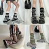 Girls Lolitas Leg Warmers Y2K Stripe Knitted Flared Leg Sleeves Goth Baggy Cuff Ankle Heap Socks JK Uniform Foot Cover
