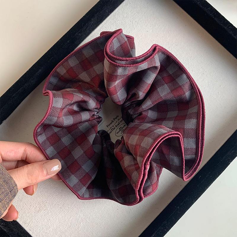 Large Scrunchies Vintage Plaid Hair Bands Elegant Elastic Ponytail Hair Ties Women Hair Accessories
