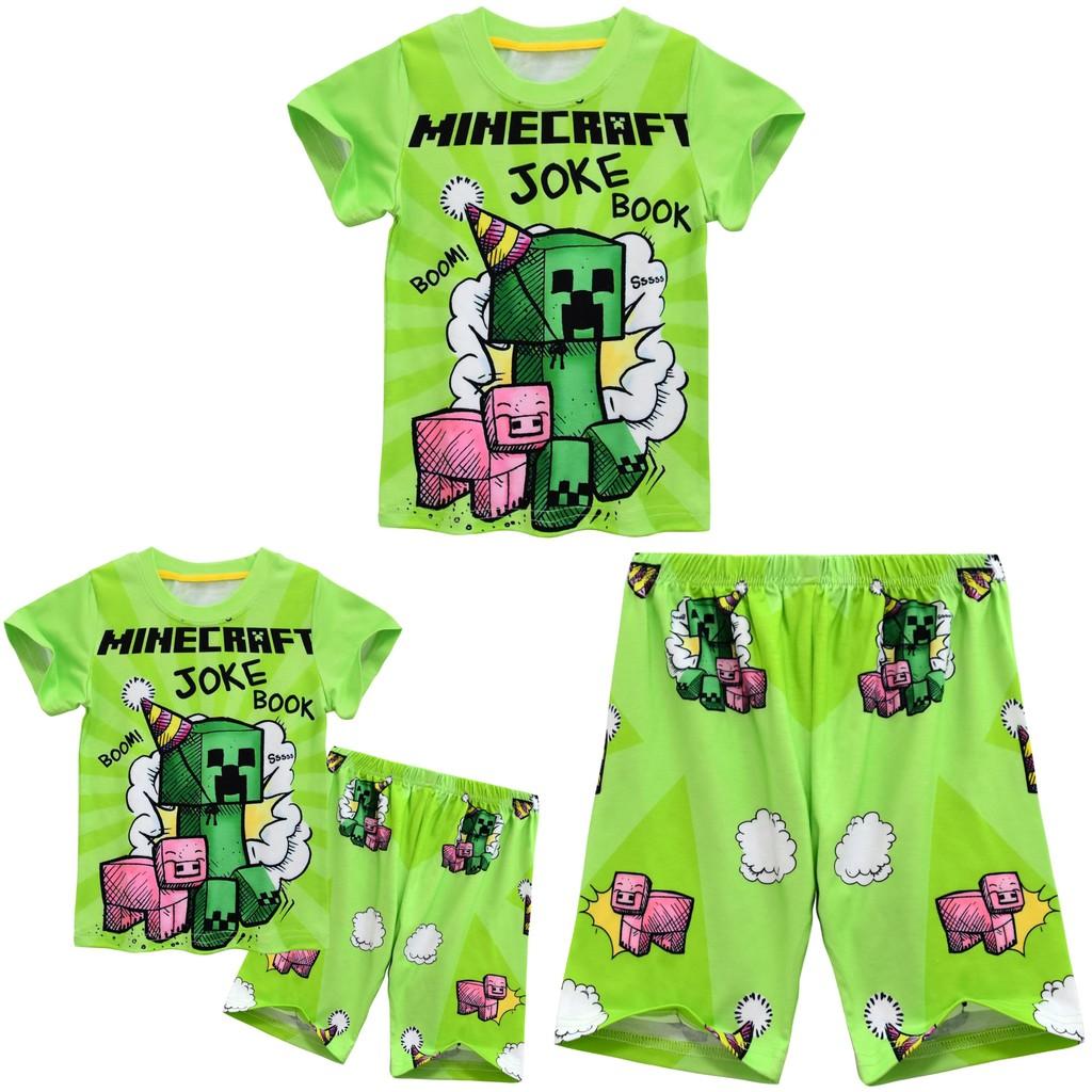 Minecraft Digital Print Kids Cartoon Pajama Set With Soft Fabric For Boys And Girls