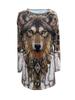 Autumn and Winter European and American Casual Hot Style Round Neck Long Sleeve Animal Wolf Head Print Women's Long Top
